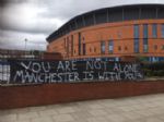 Banner outside Salford Royal Hospital