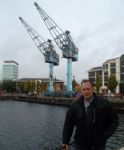Nigel Pivaro with Salford Quays Cranes